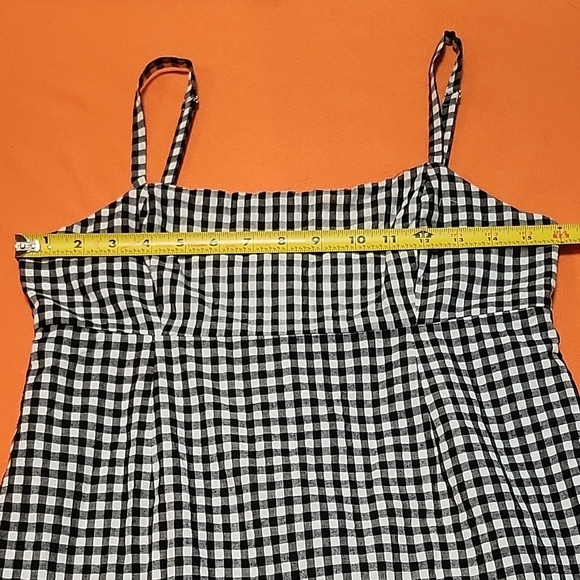 Black and White Gingham Mini Dress, Summer Picnic Dress With Gingham Wristlet - Picture 7 of 11